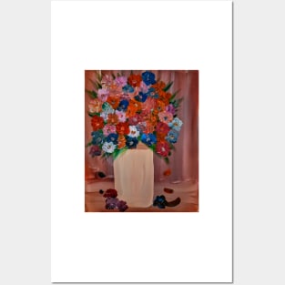 mome mixed colors abstract flowers painted Posters and Art